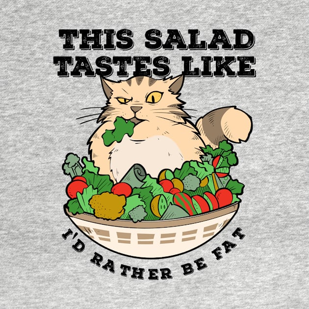 Funny Diet Cat Weightloss Fasting Gym Workout Fitness Salad by TellingTales